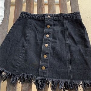 Black Denim Raw Hem Forever 21 Skirt